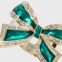 Enamel Bow Skinny Napkin Rings – Green (Set of 4)