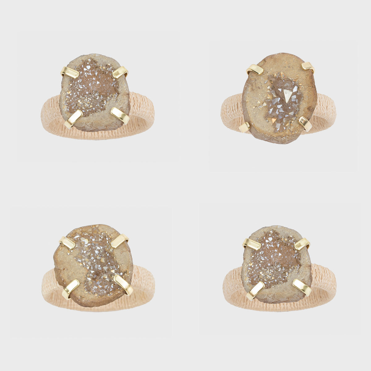 Rustic Druzy Napkin Rings – Natural (Set of 4)