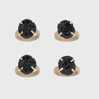 Rustic Druzy Napkin Rings – Black (Set of 4)