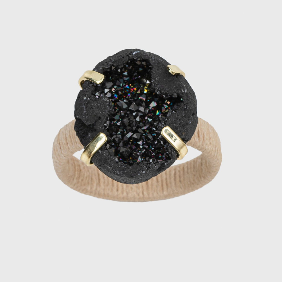 Rustic Druzy Napkin Rings – Black (Set of 4)