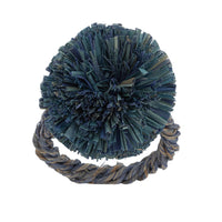 Straw Pompom Napkin Rings – Indigo (Set of 4)