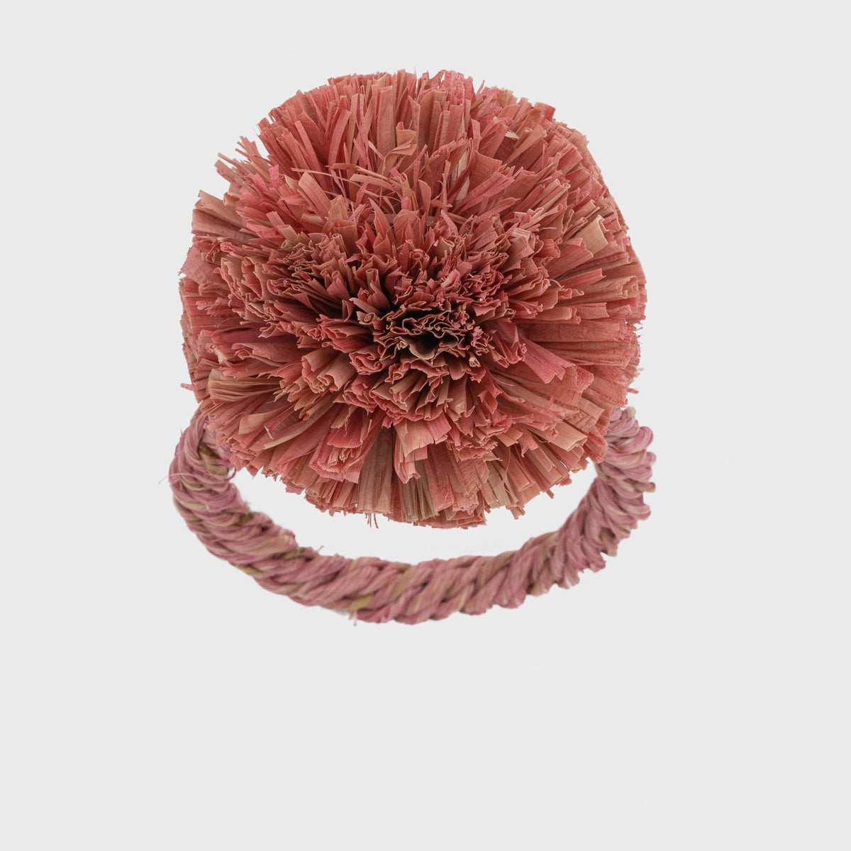 Straw Pompom Napkin Rings – Pink (Set of 4)