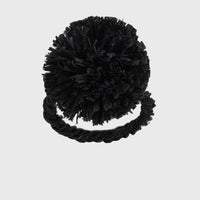 Straw Pompom Napkin Rings – Black (Set of 4)