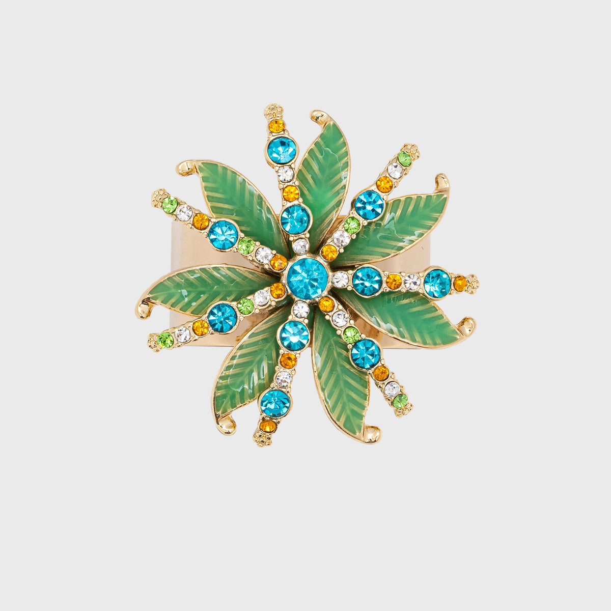 Deco Palm Napkin Rings – Green (Set of 4)