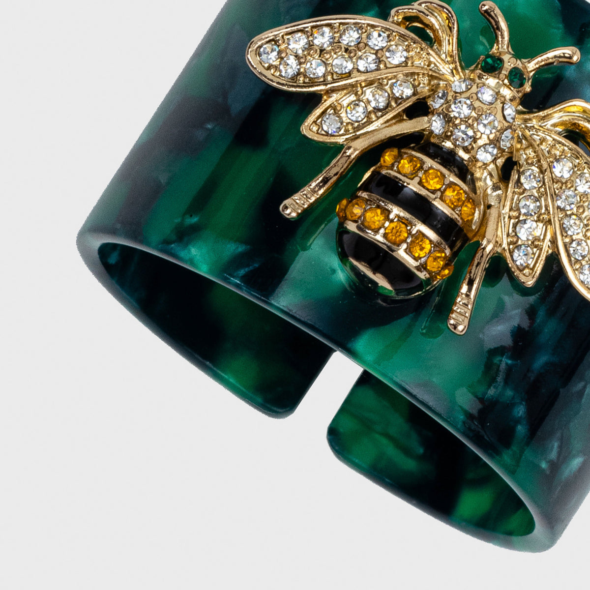 Stripey Bee Resin Napkin Rings – Green Tortoiseshell (Set of 4)