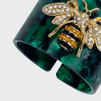 Stripey Bee Resin Napkin Rings – Green Tortoiseshell (Set of 4)
