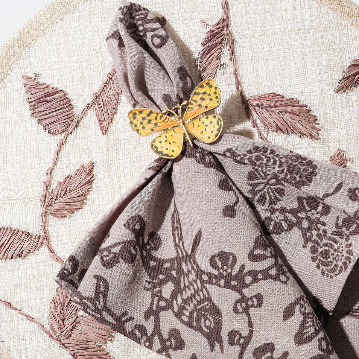 Painterly Butterfly Napkin Rings – Yellow (Set of 4)