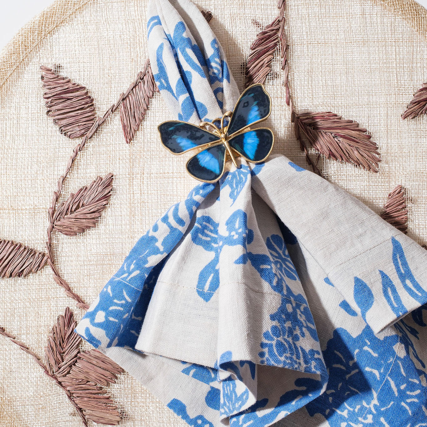 Painterly Butterfly Napkin Rings – Blue (Set of 4)