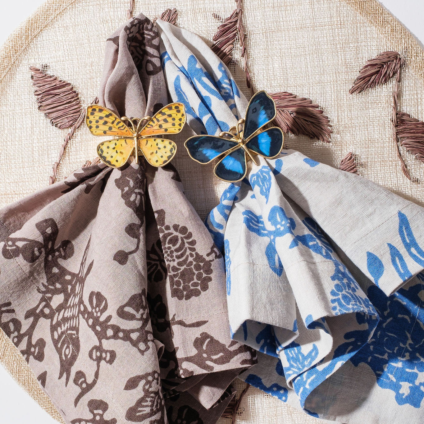 Painterly Butterfly Napkin Rings – Yellow (Set of 4)