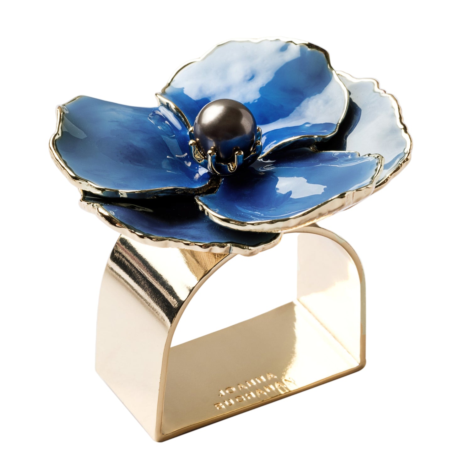 Enamel Flower Napkin Rings – Blue (Set of 4)