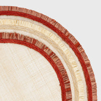 Ruffle Edge Straw Placemats – Red (Set of 4)