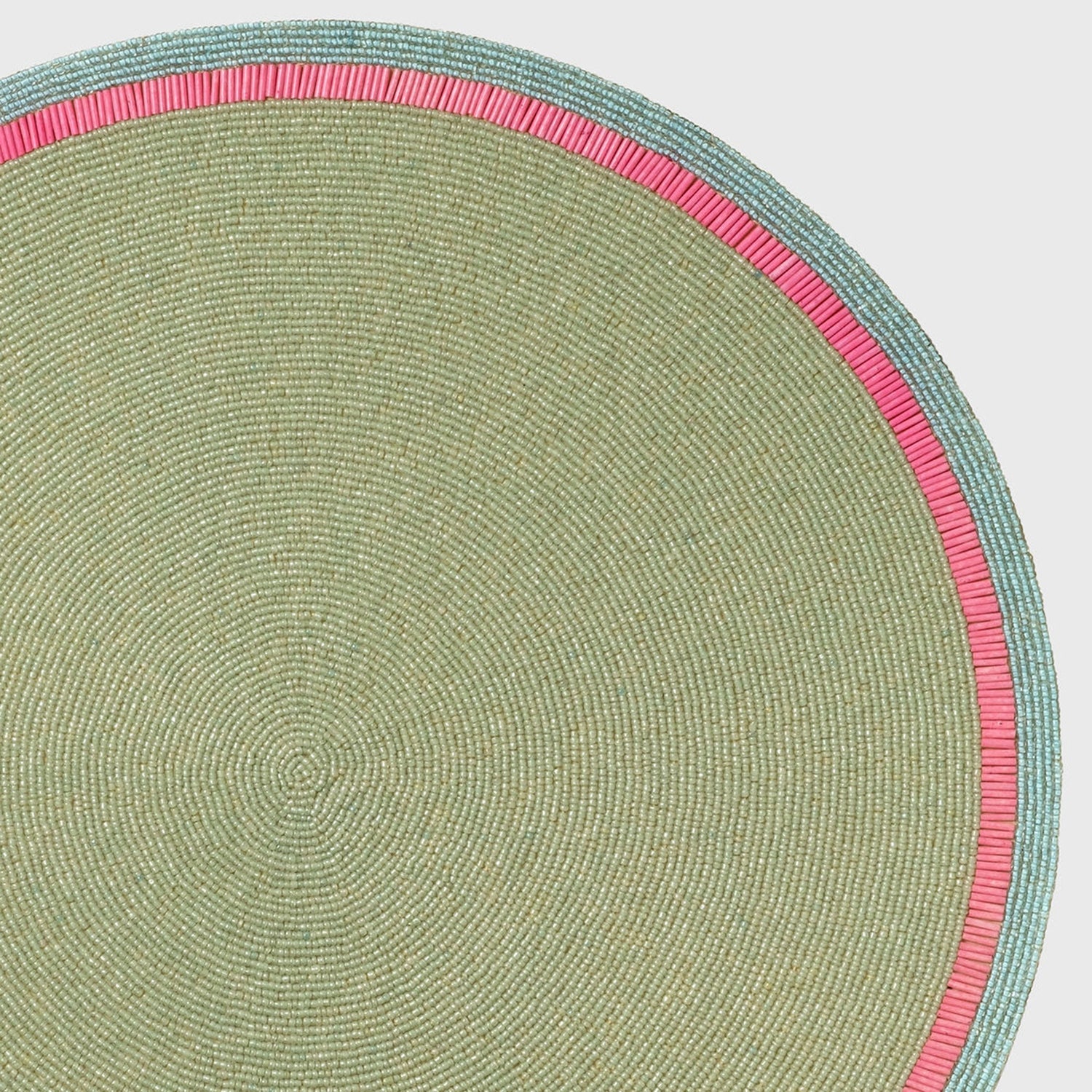 Bright Stripe Hand-Beaded Placemat – Seafoam with Pink