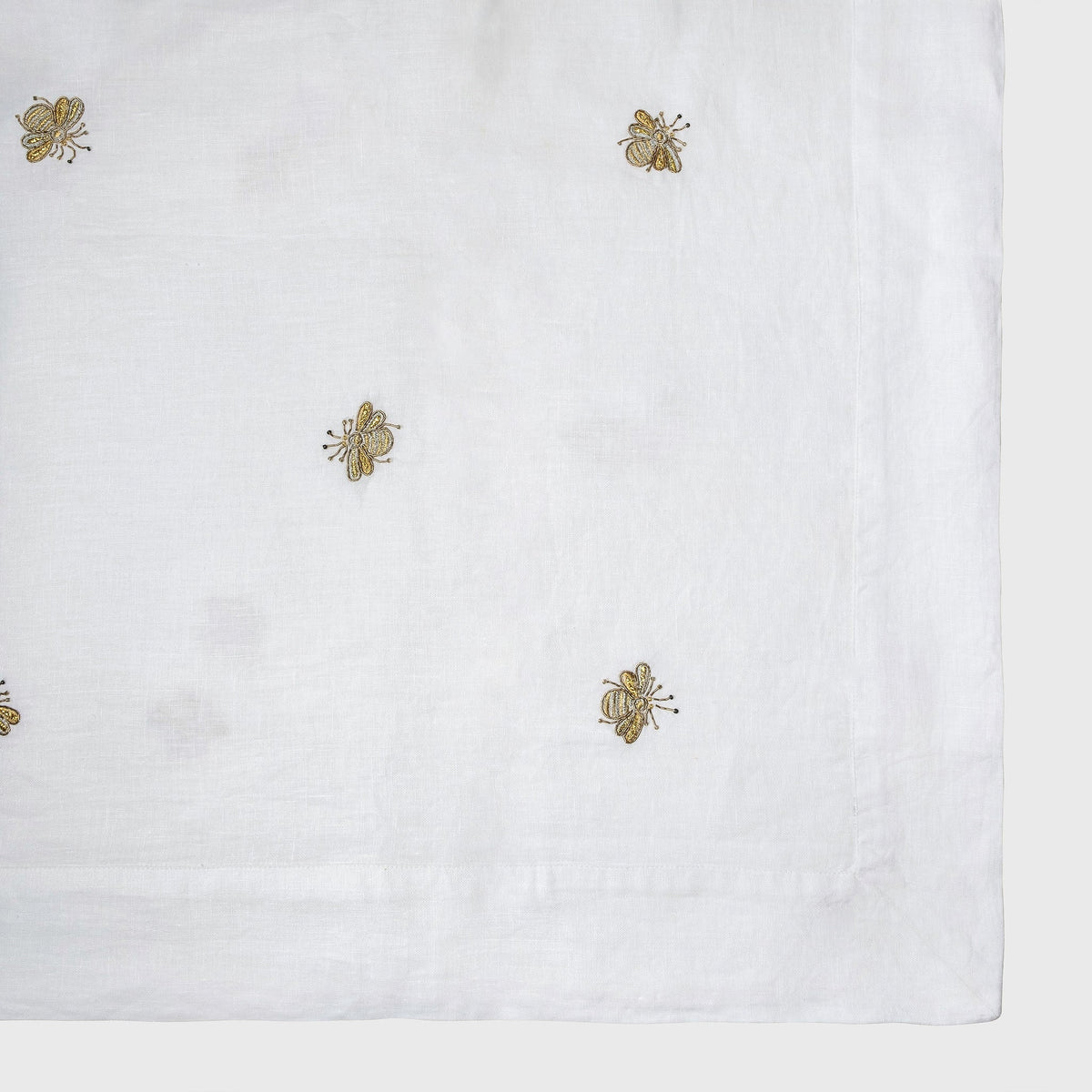 Embroidered Golden Bee Tablecloth – White