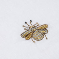 Embroidered Golden Bee Tablecloth – White