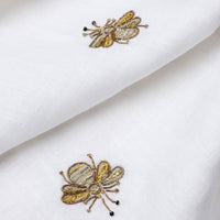 Embroidered Golden Bee Tablecloth – White