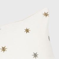 Embroidered Star Pillow – Cream Cotton Velvet