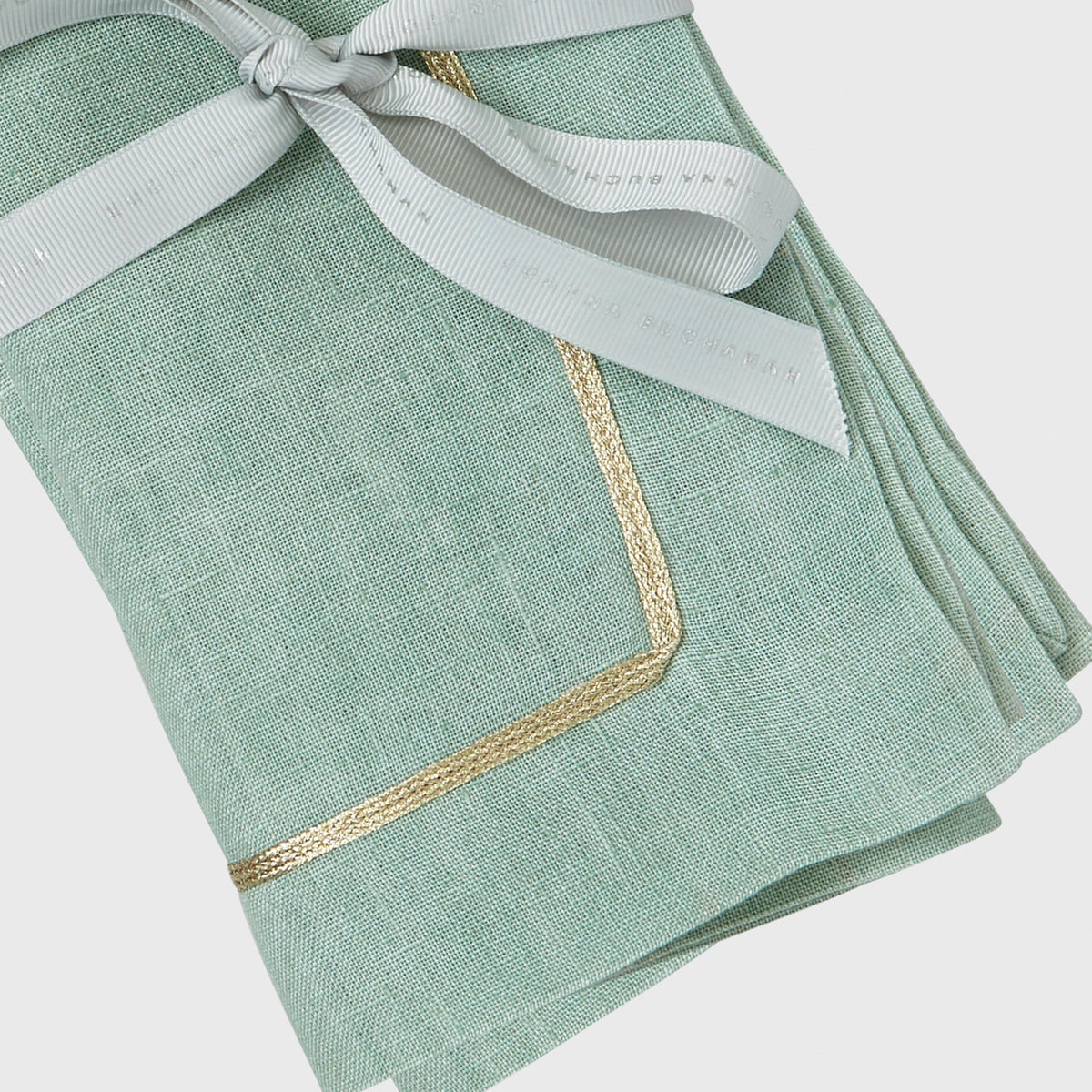 Gold Trim Dinner Napkins – Seafoam (Set of 2)