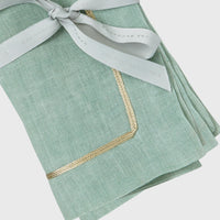 Gold Trim Dinner Napkins – Seafoam (Set of 2)