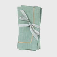 Gold Trim Dinner Napkins – Seafoam (Set of 2)