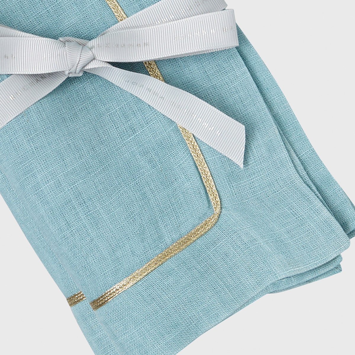 Gold Trim Dinner Napkins – Duck Egg Blue (Set of 2)