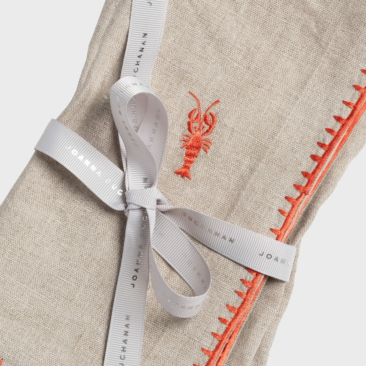 Lobster Embroidered Dinner Napkins – Flax (Set of 2)