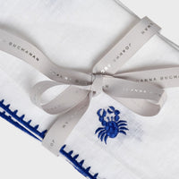 Crab Embroidered Dinner Napkins – White (Set of 2)o