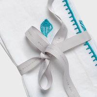 Shell Embroidered Dinner Napkins – White (Set of 2)