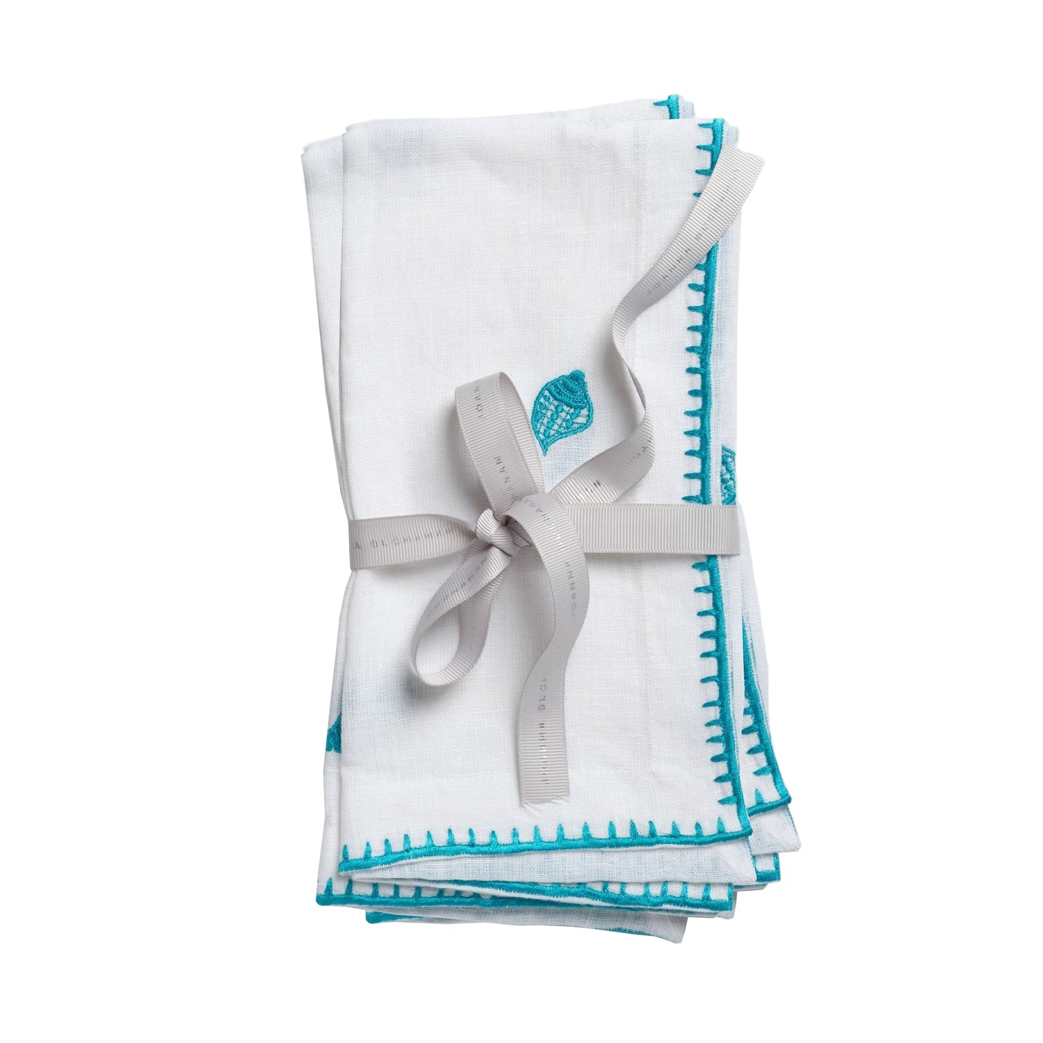 Shell Embroidered Dinner Napkins – White (Set of 2)