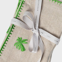 Palm Tree Embroidered Dinner Napkins – Flax (Set of 2)