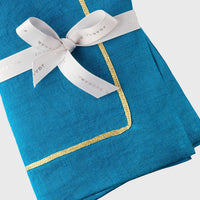 Gold Trim Dinner Napkins – Turquoise (Set of 2)