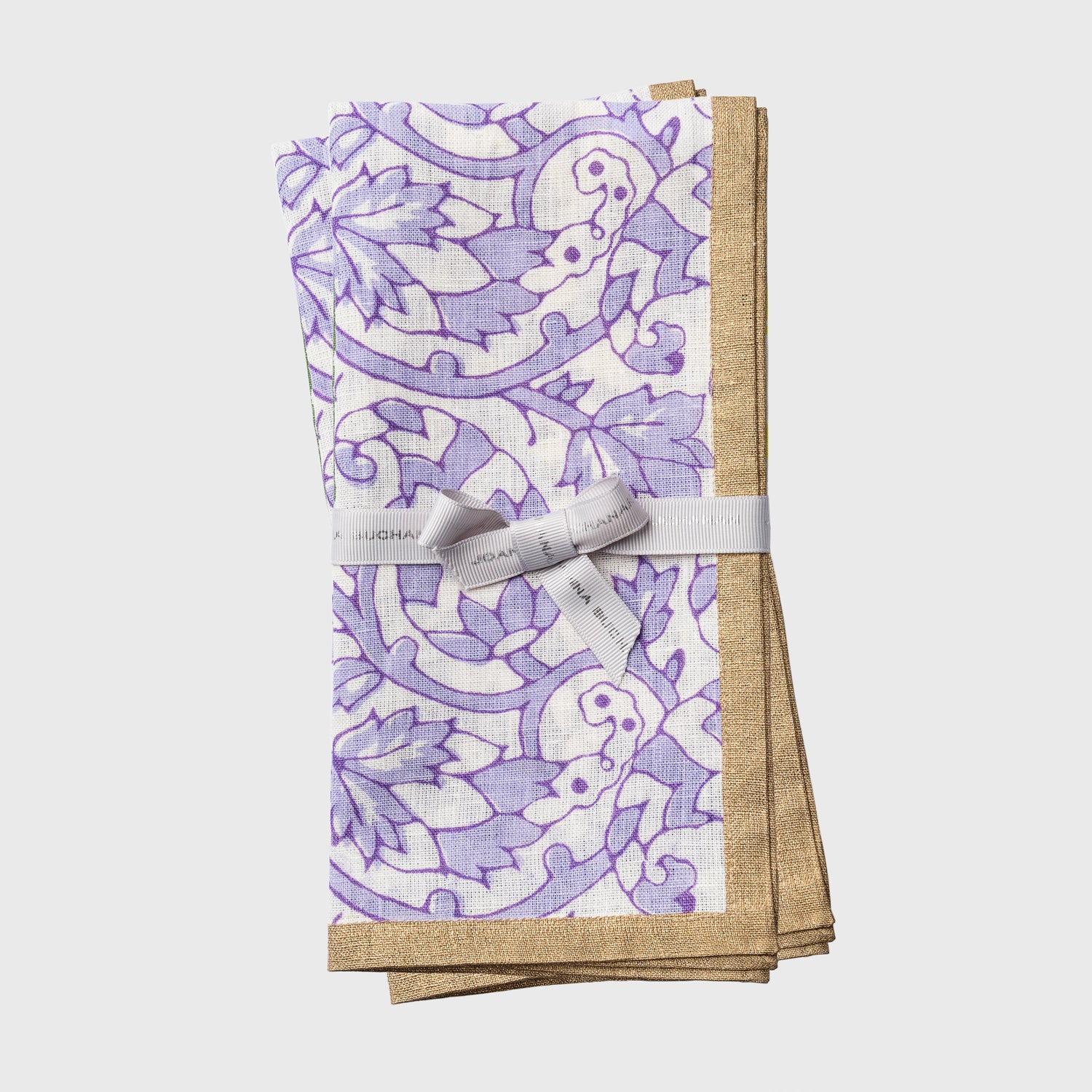 Joyful Block Print Napkins – Lilac (Set of 2)