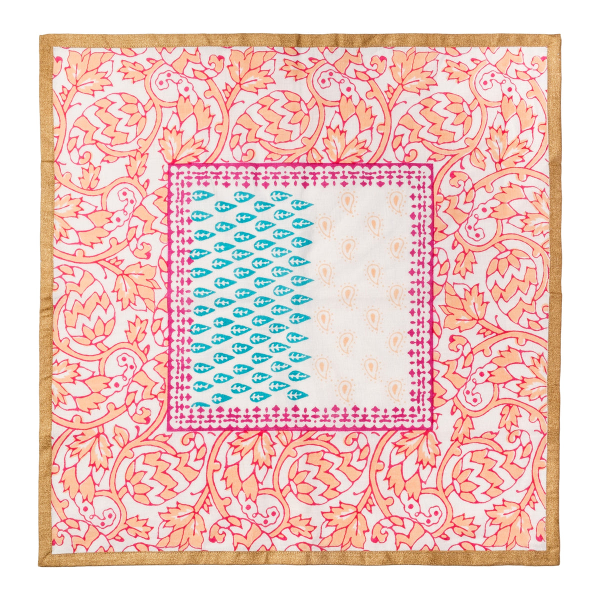 Joyful Block Print Napkins – Pink (Set of 2)