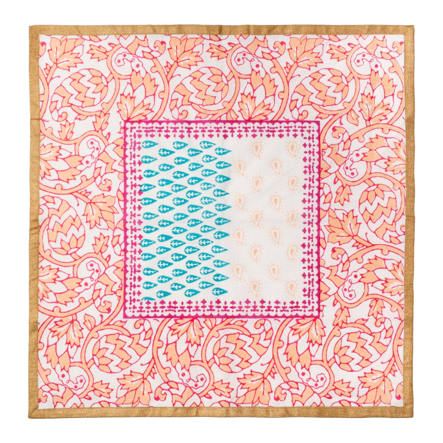 Joyful Block Print Napkins – Pink (Set of 2)