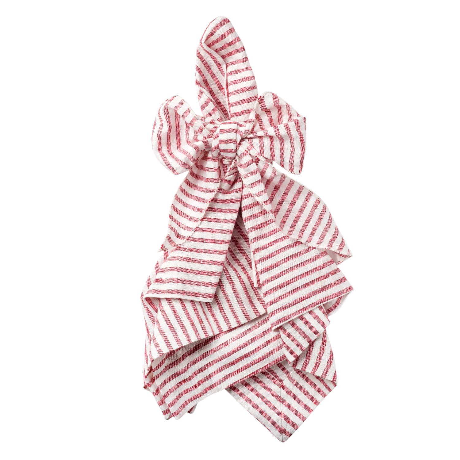 Bow Linen Napkins – Red Stripe (Set of 2)