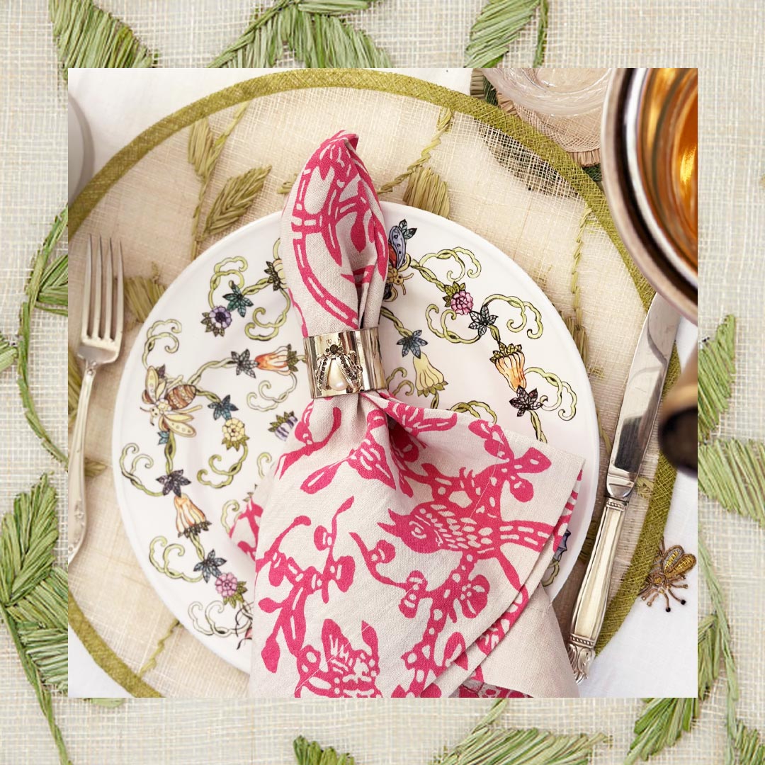 Garden Print Napkins – Pink (Set of 2)