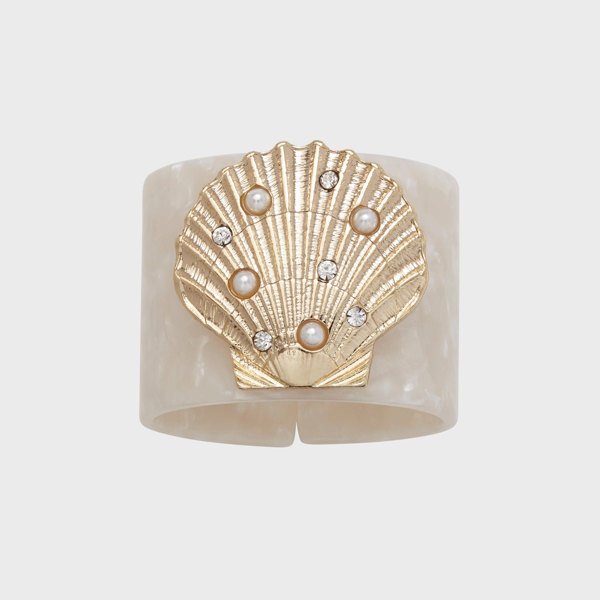 Shell Resin Napkin Rings – Pearly White (Set of 4)
