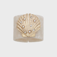 Shell Resin Napkin Rings – Pearly White (Set of 4)