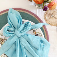 Bow Linen Napkins – Aqua (Set of 2)