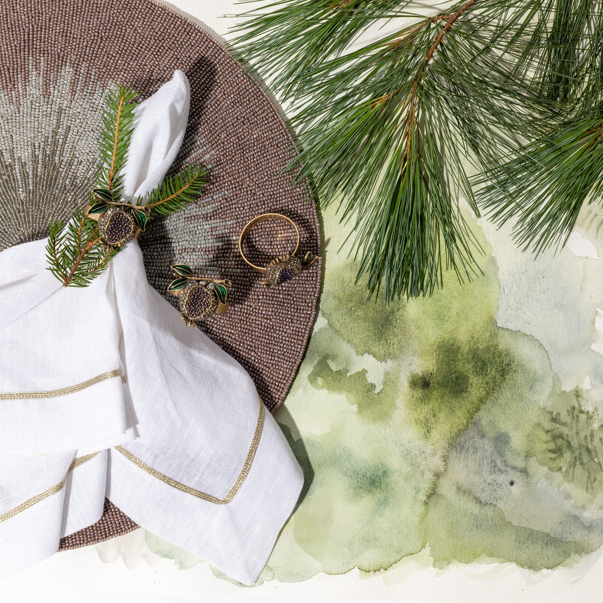 Pomegranate Skinny Napkin Rings (Set of 4)