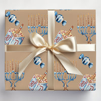Hanukkah Gift Wrap - khaki   (Sold as Set w/ Gift Tags or Separately)