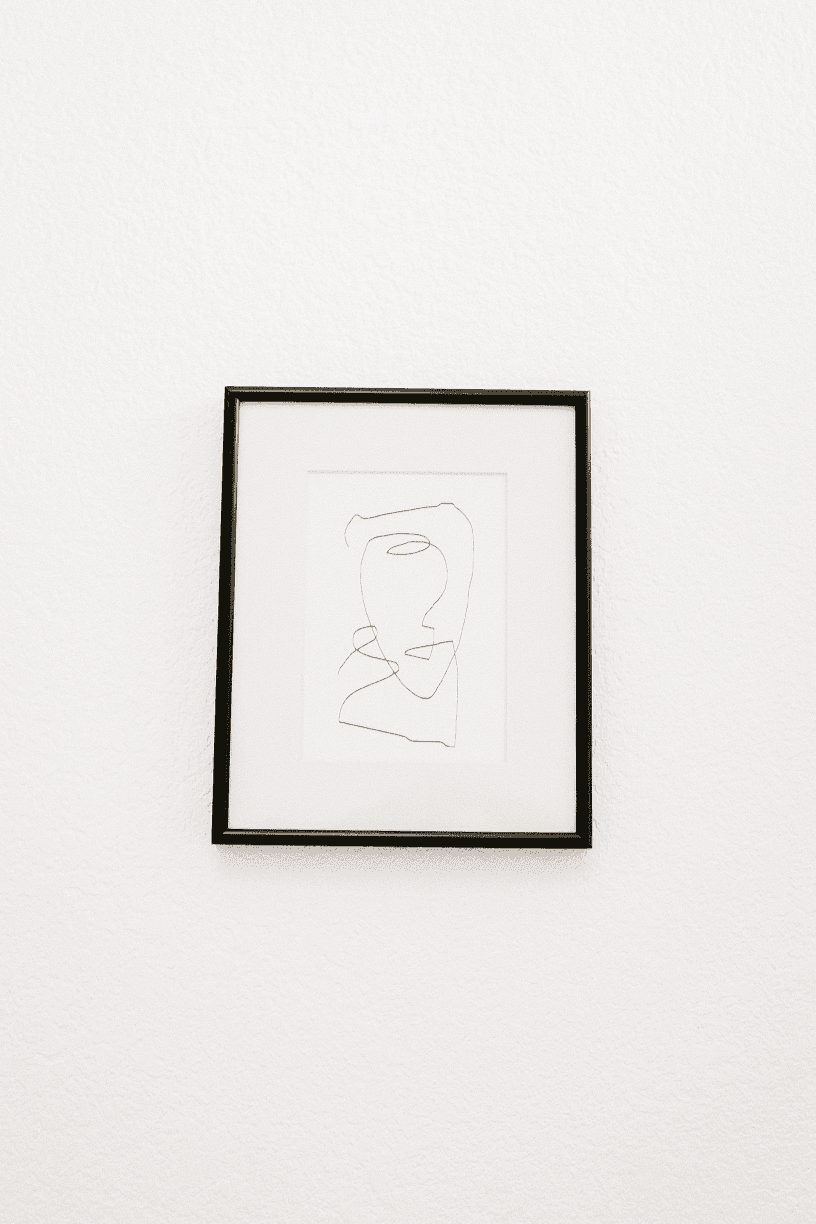 Monty – Minimal Line Art in Black Frame with Ivory Mat (Micro Art Collection)