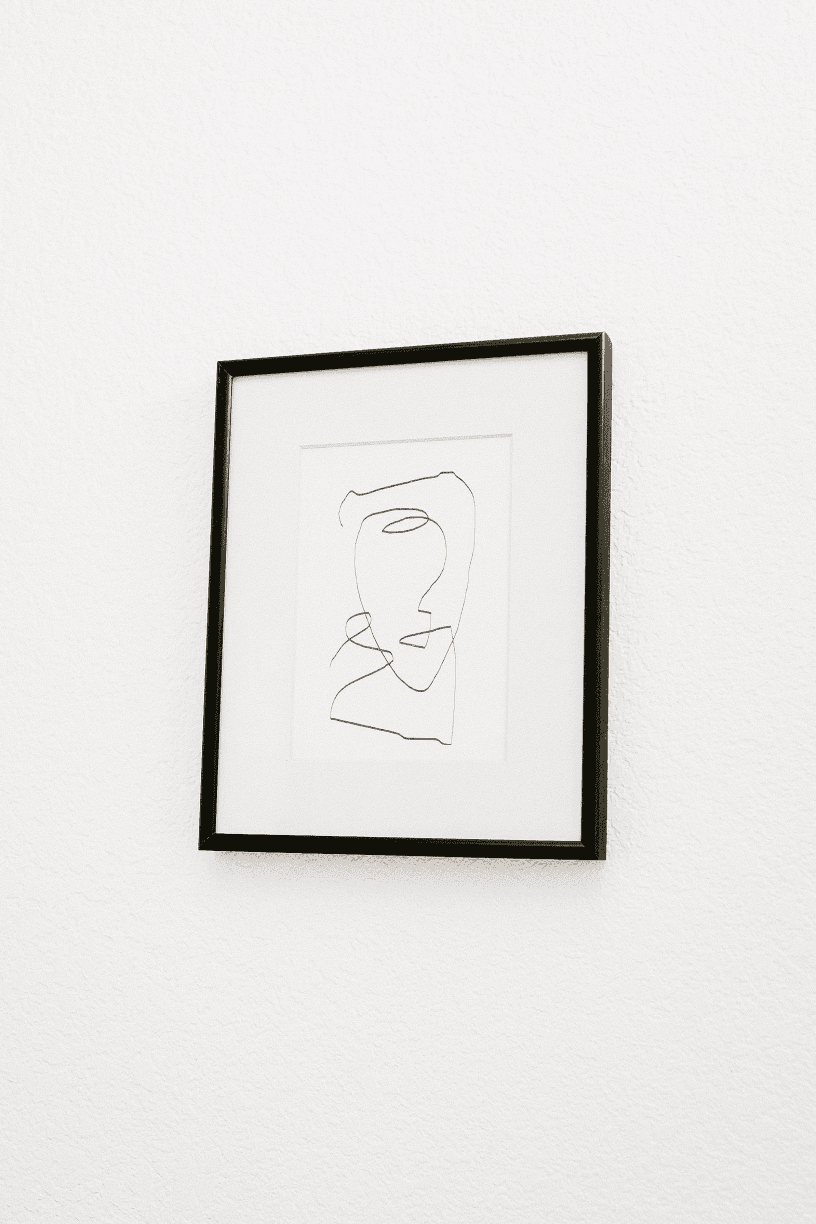 Monty – Minimal Line Art in Black Frame with Ivory Mat (Micro Art Collection)