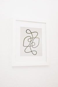 Zeke – Modern Line Drawing Wall Art in White Small Frame