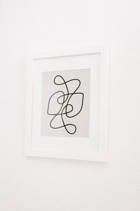 Zeke – Modern Line Drawing Wall Art in White Small Frame