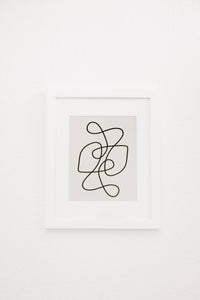 Zeke – Modern Line Drawing Wall Art in White Small Frame