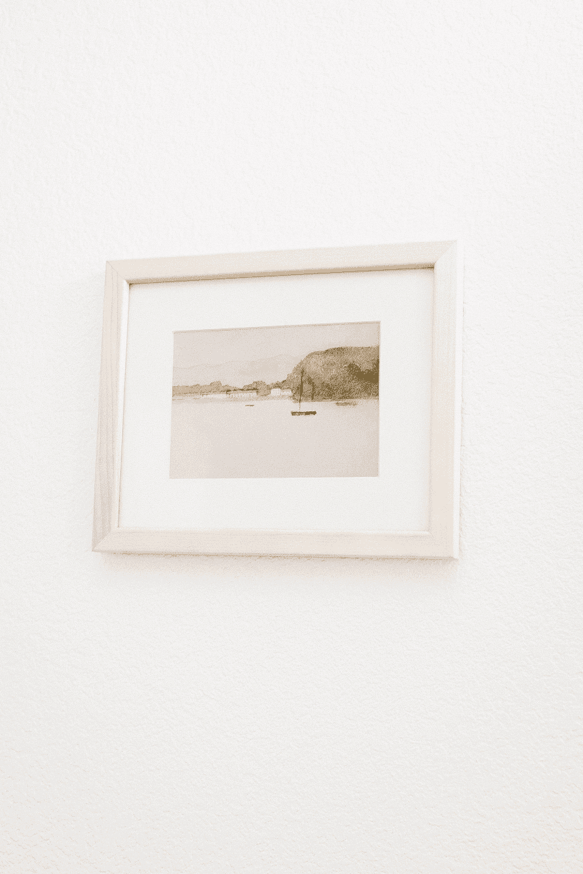 Kailani – Vintage Seascape Watercolor in Lightwood Frame (Micro Art Collection)