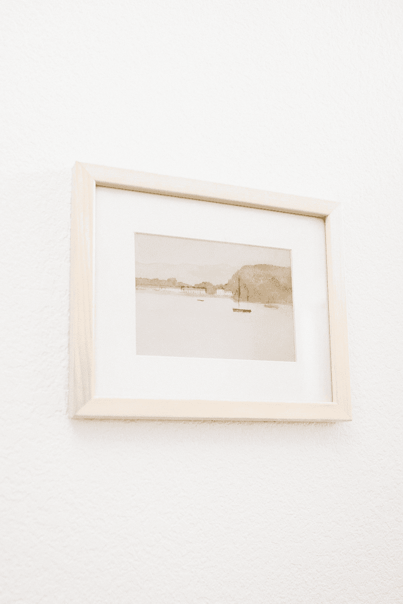 Kailani – Vintage Seascape Watercolor in Lightwood Frame (Micro Art Collection)