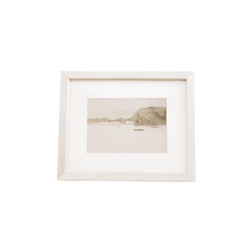 Kailani – Vintage Seascape Watercolor in Lightwood Frame (Micro Art Collection)