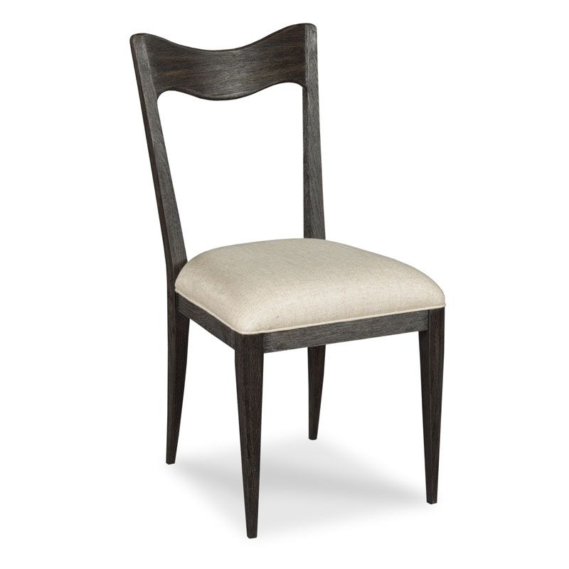 Italian Side Chair in Ebony Oak with Repel-Stain Guard Upholstered Seat