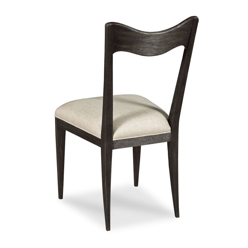 Italian Side Chair in Ebony Oak with Repel-Stain Guard Upholstered Seat